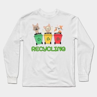 CUTE KITTIES RECYCLING GO GREEN Long Sleeve T-Shirt